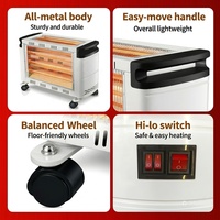 Radiateur électrique infrarouge portable sur pied en métal pour intérieur, 6 tubes de quartz, pour salon