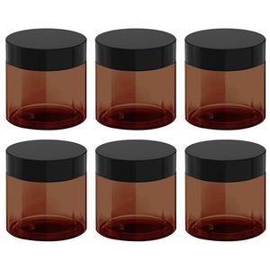 Venta al por Mayor de Frascos de Crema Cosmética de Plástico PET de 100ml-300ml, Redondos, Color Ámbar y Negro, con Tapa de Rosca, Personalizables con Serigrafía - Product Image 1