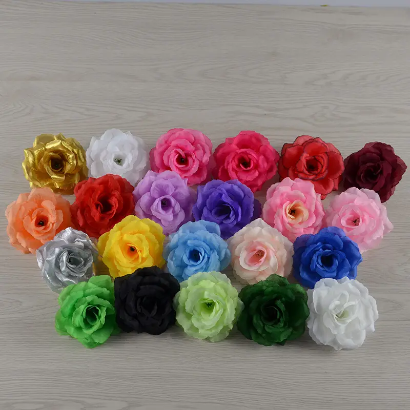 Grosir Dekorasi Bunga Kepala 8Cm Sutra Buatan Bunga Mawar Kepala untuk Pesta Ulang Tahun Pernikahan Dekorasi Kue Dinding