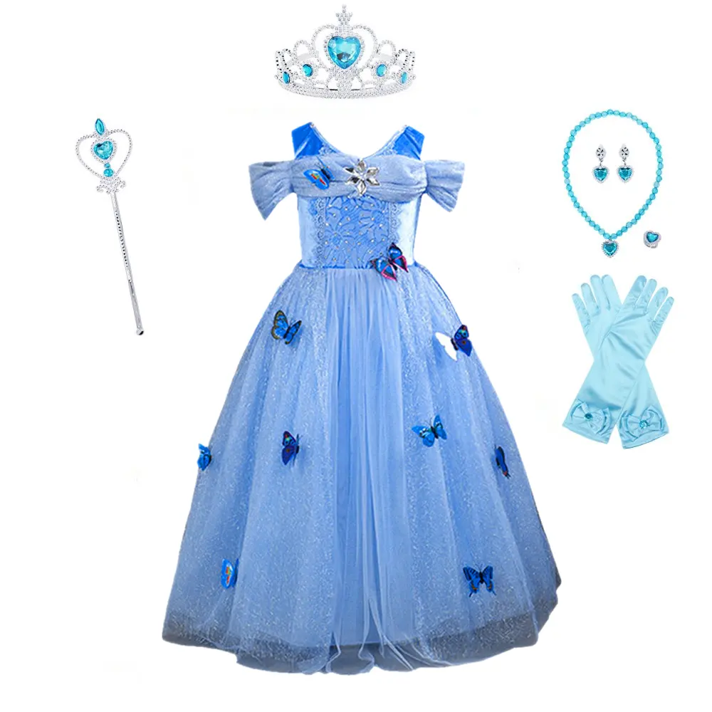 Halloween TV & movie Costume Applique Butterfly Princess Party Dresses Cosplay Dress up For Kids Girls