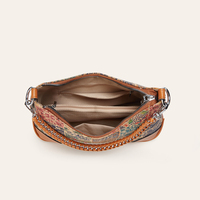 Tas Hobo Wanita Fashion Grosir Berbahan PU Cork Ramah Lingkungan, Tas Selempang Cetak Vintage Kustom untuk Penggunaan Sehari-hari