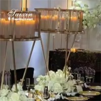 Saixin grand bougeoir en or cristal de haute qualité pièce maîtresse de mariage élégante et décoration de table