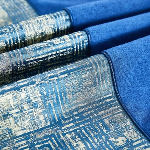 Hotel Bed <b>Runner</b> with Decorative Pillows Polyester <b>Washable</b> Printed Blue Patchwork Style Bedding Set Custom Logo - Product Image 2