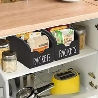 Boîte à épices vintage en bois avec compartiments, style rustique, rangement pour comptoir de cuisine, pour sachets d'épices, organisateur d'épices en bois
