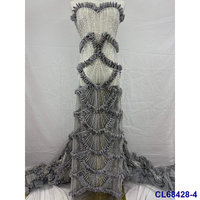 Tissu en dentelle de tulle à sequins 3D, maille brodée écologique en polyester/coton, nouvelle arrivée pour robes