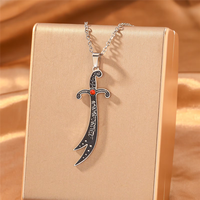 Nouveau collier épée Zulfiqar en acier inoxydable, pendentif scimitar Imam Ali, calligraphie arabe islamique, bijoux musulmans, cadeau