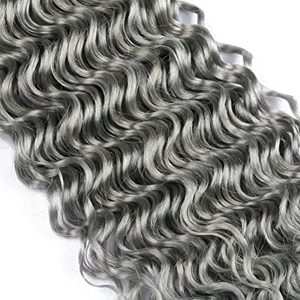 Ingrosso 1 Pacchetto di Capelli Umani Grigio Sale e Pepe Argento Grigio Afro Ricci Marrone Senza Trama per Trecce Boho Ondulate - Product Image 1