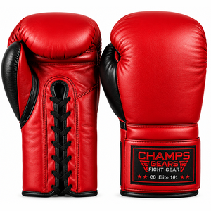 ถุงมือชกมวย CG VICTORY BOXING GEAR หนังวัวแท้คุณภาพพรีเมียม แบบผูกเชือก พร้อมที่รัดข้อมือ สำหรับฝึกซ้อมและแข่งขัน - Product Image 6