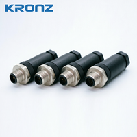 Connecteur M12 câblable sur site KRONZ, 4 broches mâle, borne à vis, droit ou coudé, prise plastique pour capteur/actionneur IP67