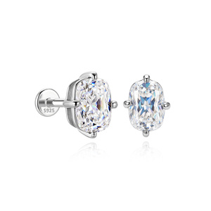 Pendiente de tuerca de moissanita de 5*7mm con color D, plata de ley S925, oro blanco, cabeza plana, con certificado - Product Image 1