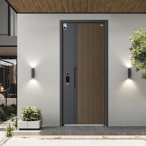Porte d'entrée principale <span class=keywords><strong>en</strong></span> métal pour villa, style moderne, design de luxe, anti-feu, <span class=keywords><strong>en</strong></span> acier, pour extérieur, très vendue - Product Image 1