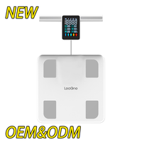 LEAONE Nouvelle Arrivée Pèse-personne Intelligent à 8 Électrodes avec Wi-Fi, Batterie, Capacité 180 kg, Grand Écran VA et Conception à Corde de Traction