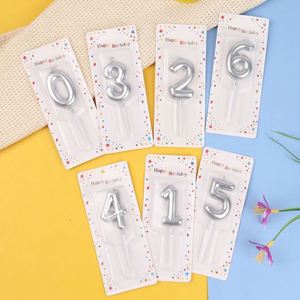 Bougies numérotées 0-9 Or et Argent, fournitures promotionnelles pour fêtes, pour la décoration de gâteaux d'anniversaire, inserts plaqués or en boîte - Product Image 3