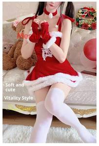 Robe de fête rouge pour femme, costume de Noël, style Père Noël, tenue de scène pour performance - Product Image 5