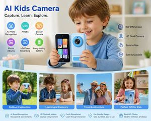 Cámara IA Popular para Niños y Niñas con Sincronización WIFI en Línea, IA para Preguntas y Respuestas sobre Objetos, Filtro de Belleza, Cambio de Fondo, Juguete Educativo Portátil - Product Image 3