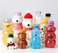 Bouteille de boisson personnalisée en forme d'ours en peluche transparente de 500 ml, tasse à café, gobelet pour animaux de compagnie avec couvercle en forme de chapeau et paille