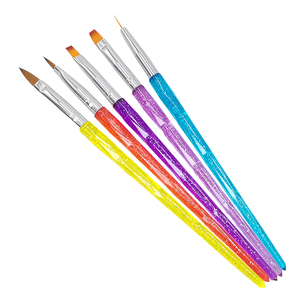 Lot de 5 pinceaux à ongles français à poils en nylon, manche en plastique, pour poudre acrylique, gel et manucure - Product Image 5