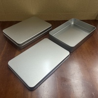 Boîte en métal rectangulaire séparable, conteneur de rangement en métal argenté uni pour cartes, clés USB, photos, biscuits et emballages cadeaux