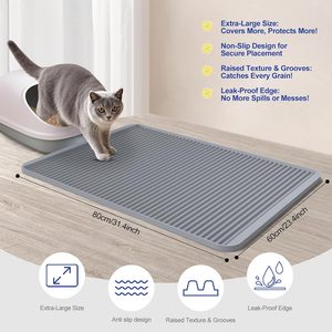Impermeable lavable a prueba de orina de silicona mascotas gatos arena suave Mat bandeja antideslizante Sandbox Pad - Product Image 5