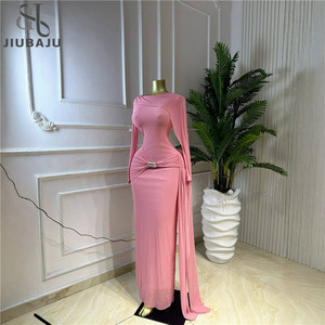 <span class=keywords><strong>Abito</strong></span> <span class=keywords><strong>Lungo</strong></span> di Lusso <span class=keywords><strong>da</strong></span> <span class=keywords><strong>Donna</strong></span>, Elegante Vestito Monocolore con Decorazioni Metalliche, Maniche Lunghe e Vita Alta per Serate e Cene Chic - Product Image 1