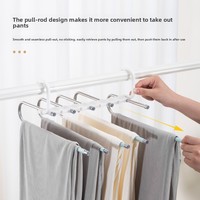 Porte-pantalon télescopique pliable multicouche en acier inoxydable avec pinces pour rangement de garde-robe