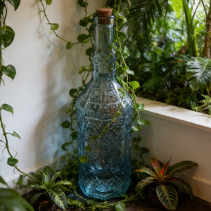 Bouteille en verre bleu vintage en relief, pot de rangement décoratif, adapté pour la maison, le bar, la cuisine, la décoration de mariage - Product Image 4