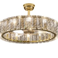 Ventilateur de plafond LED en cristal français de luxe léger pour salon, salle à manger, avec télécommande, montage en surface