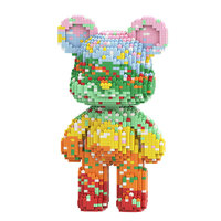 Jouet artistique tendance : Blocs de construction colorés Anatomie d'ours, Puzzle 3D DIY, Briques à assembler, Modèle animal pour la décoration de la maison, du magasin et comme cadeau