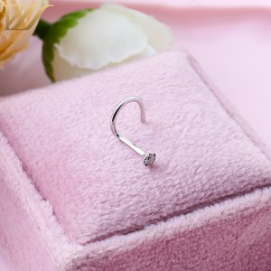 2025 moda cuerpo joyería <span class=keywords><strong>decoración</strong></span> 14K oro blanco moissanita joyería diamante redondo nariz anillos y tachuelas - Product Image 5