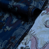 Tissu denim écologique imprimé dragon 30S 100% Lyocell, bleu ton sur ton délavé, couleur vive et résistante, échantillon personnalisé, MOQ 300M, pour filles