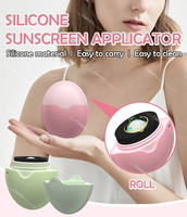 Applicateur de crème solaire en silicone rechargeable pour enfants et adultes, applicateur en éponge, distributeur de crème solaire, applicateur à roulettes