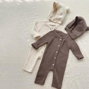 Set di pagliaccetto invernale personalizzato in maglia di cotone per neonati nuovi Set di vestiti per bambini 0-3 mesi Unisex maglia pagliaccetto per neonato - Product Image 1