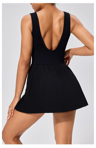 Robe de golf plissée Aoyema de haute qualité, sans manches, côtelée, pour femmes, pour le tennis, le <span class=keywords><strong>badminton</strong></span>, les vêtements de sport, avec short et soutien-gorge intégrés - Product Image 5