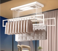 Séchoir à linge électronique intelligent pliable avec chauffage, double éclairage LED, quatre ventilateurs et commande vocale pour cuisine et balcon