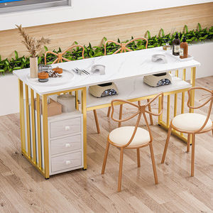Ensemble table et chaise pour manucure, très populaire en ligne, double éclairage, luxe discret, style moderne, motif marbre, pour salon de manucure - Product Image 1