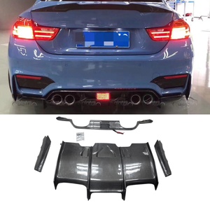 PSM Style Carbon Fiber Rear Bumper Lip with Shark Fin Spoiler Protector <b>Splitters</b> New Condition for BMW F80 M3 F82 F83 M4 - Product Image 2