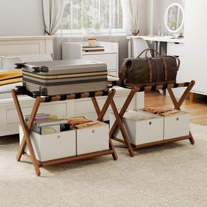 Étagère double en <span class=keywords><strong>bambou</strong></span> au-dessus pour ceinture en nylon en dessous pour la plateforme - Deux en un, rangement familial multifonctionnel, décorations - Product Image 5