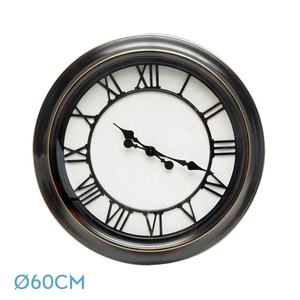 Grande Orologio da Parete Industriale Nero Rustico 60 cm con Lancette Retrò - Ideale per Decorazione e Uso in Salotti o Cucine. - Product Image 1