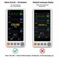 Pantalla LCD IPS de 10.1 Pulgadas, 720x1280, Formato Vertical, 1000 Nits, MIPI de 30 Pines, Pantalla Negra por Defecto, para Uso Médico, Industrial, HMI, TMK Integrado