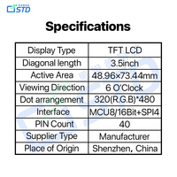 Écran LCD TFT TN 3,5 pouces 320x480 MCU8/16BIT+SPI4 Haute personnalisation Assurance qualité Solutions HMI de qualité industrielle