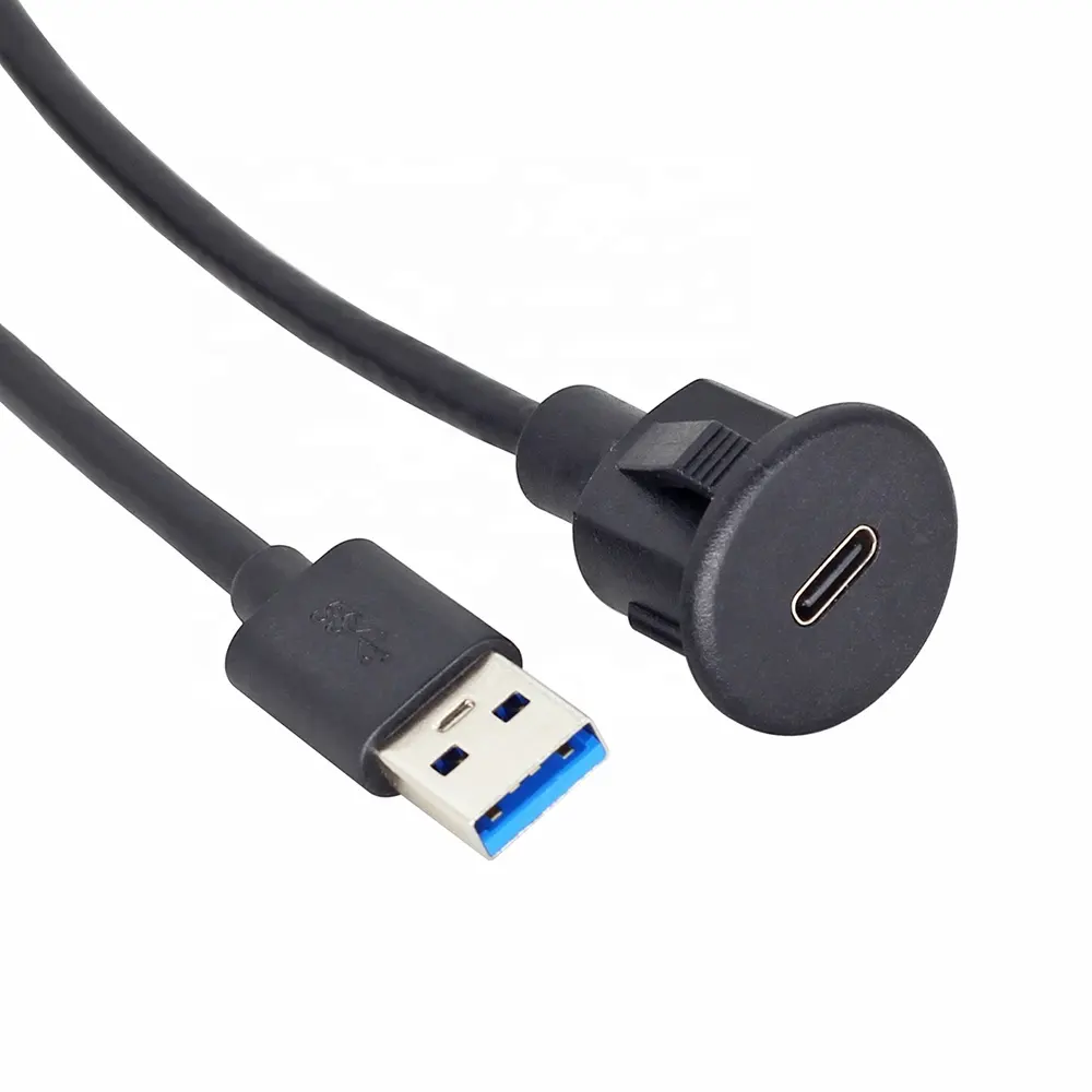 Kabel USB-C dasbor mobil kabel Flush Mount betina A USB A ke USB C