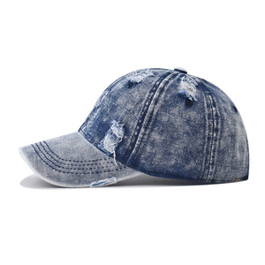 Parejas gorra de béisbol Color sólido versión coreana sombrero para el sol agujero primavera otoño lavado Denim vaquero mujer sombrero gorra Hip Hop gorra ajustada - Product Image 3