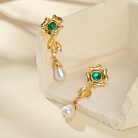 Grosir MUXCOR Anting Liontin Bunga Emas Antik Paduan Tembaga Gaya Elegan Perhiasan Mutiara Imitasi untuk Wanita