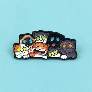 Happy Cat Kitty Cat Email Pins Een Groep Katten Broches Revers Badges Dierlijke Sieraden Cadeau Voor Kinderen Vrienden - Product Image 1