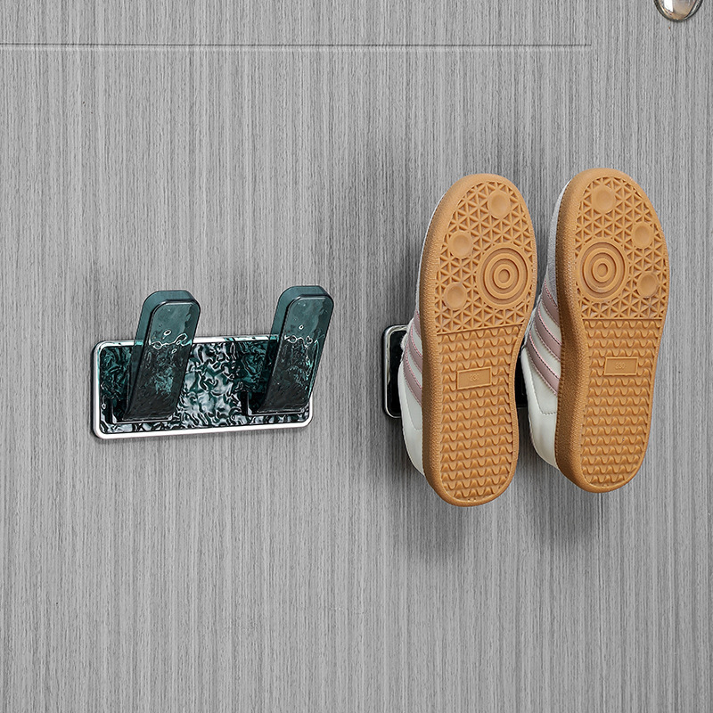 Étagère à chaussures murale avec finition translucide verte et argentée