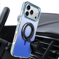 Coque tendance style Ins à dégradé frais pour iPhone 13 14 15 16 17, dos rigide en acrylique magnétique avec cadre antichoc, support personnalisé