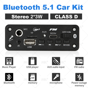 Amplificador de 5W DC 5V MP3 WMA placa decodificadora micrófono <span class=keywords><strong>Bluetooth</strong></span> 5,0 Audio USB TF Radio 5W FM receptor coche música 3 W MP3 grabación - Product Image 2