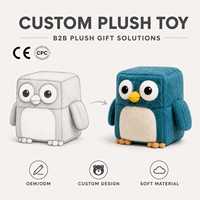 Porte-clés en peluche personnalisé par le fabricant, jouet en peluche hibou carré amusant OEM, mascotte personnalisée, poupée en peluche, oreiller en peluche oiseau, faible MOQ