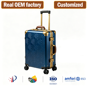 Valigia da Cabina Personalizzata in Policarbonato con Telaio in Alluminio, Senza Cerniera, Leggera, Lussuosa, Marrone, Borsa da Viaggio - Product Image 1