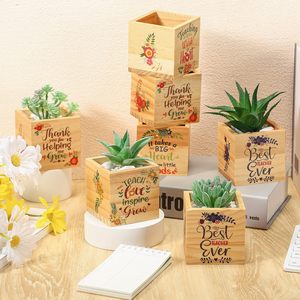 Pots de plantes succulentes en bois Appréciation Planteur Cubes Pot Cadeaux - Product Image 4